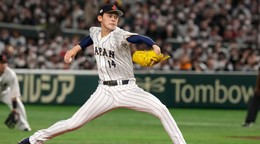 FILE - Japan's Roki Sasak pitches during a Pool B game against the Czech Republic at the World Baseball Classic at the Tokyo Dome, Japan, Saturday, March 11, 2023. (AP Photo/Eugene Hoshiko, File)