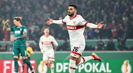 Deniz Undav sa teší po strelenom góle v zápase VfB Stuttgart - FC Augsburg vo štvrťfinále Nemeckého pohára (DFB-Pokal).