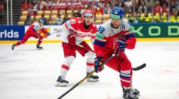 Fotka zo zápasu Česko - Dánsko na MS v hokeji 2025.