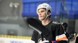Hráč Montrealu Canadiens Juraj Slafkovský na tréningu hokejistov HC Košice. 