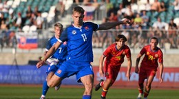 Adam Griger počas kvalifikačného zápasu.