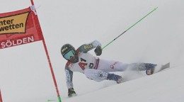 Andreas Zampa počas prvého kola obrovského slalomu v Söldene.