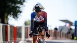 Slovenská cyklistka Viktória Chladoňová v časovke žien do 23 rokov na ME 2025.