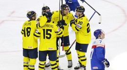 Fotka zo zápasu Slovensko - Švédsko na MS v hokeji hráčov do 20 rokov 2026.