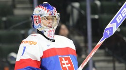 Brankár Michal Prádel v zápase Slovensko - Nemecko na MS v hokeji hráčov do 20 rokov 2026.