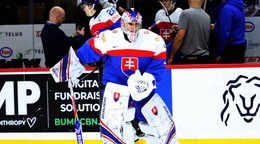 Fotka z rozcvičky pred zápasom Slovensko - USA na MS v hokeji hráčov do 20 rokov 2026.