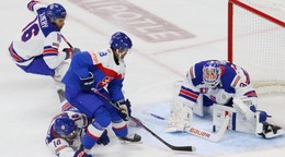Fotka zo zápasu Slovensko - USA na MS v hokeji hráčov do 20 rokov 2026.
