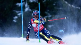 Američanka Mikaela Shiffrinová počas 1. kola slalomu žien Svetového pohára alpských lyžiarok v rakúskom Semmeringu.