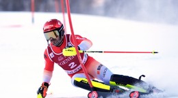 Švajčiar Loic Meillard počas prvého kola slalomu vo Val d'Isere.