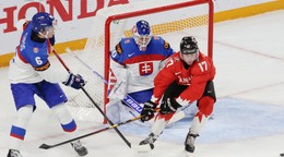 Fotka zo zápasu Slovensko - Kanada na MS v hokeji hráčov do 20 rokov 2026.