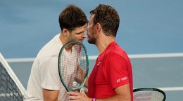 Hubert Hurkacz a Stan Wawrinka počas United Cup 2026.