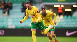 Michal Faško sa raduje z gólu v zápase 19. kola futbalovej Niké ligy medzi MŠK Žilina - KFC Komárno. 