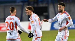 Na snímke zľava Marián Chobota, Ján Murgaš a Alexander Mojžiš (MFK Ružoberok).