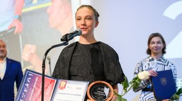 Na snímke cyklistka Viktória Chladoňová počas oceňovania Športovec Národného športového centra 2025 v Bratislave.