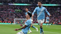 Hráči Manchestru City sa tešia z gólu