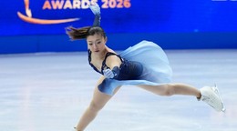 Kaori Sakamotová z Japonska počas krátkeho programu žien na MS v Prahe.