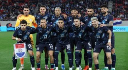 Spoločná tímová fotografia futbalistov Paraguaju. 