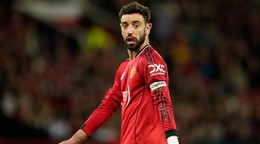 Bruno Fernandes počas zápasu Manchestru United s Brentfordom.