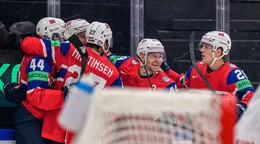 Na snímke hokejisti Nórska sa tešia z gólu v zápase základnej B-skupiny Nórsko - Dánsko na 89. majstrovstvách sveta v ľadovom hokeji vo švajčiarskom Fribourgu v utorok 26. mája 2026. FOTO TASR - Veronika Mihaliková

- Švajčiarsko
- šport
- hokej
- majstrovstvá
- sveta
- MS
- 2026
- základná
- B
- skupina
- Fribourg
- MSH26