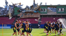 Futbalisti Švédska počas tréningu. 