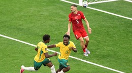 Austrálčan Nestory Irankunda oslavuje gól do siete Turecka na MS vo futbale 2026.