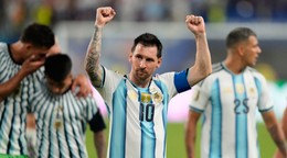 Lionel Messi oslavuje postup do osemfinále MS vo futbale 2026.