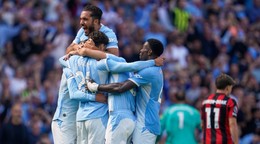 Hráči Man City sa tešia z gólu