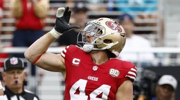 Kyle Juszczyk a jeho oslavné gesto, za ktoré dostal pokutu.