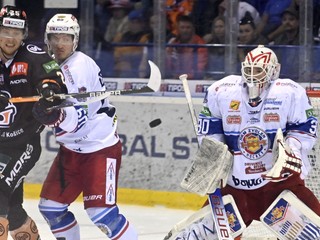 Momentka z finálového zápasu Košice - Zvolen v uplynulom ročníku extraligy. 
