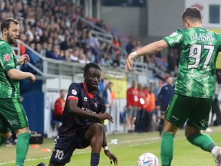 Futbalisti Prešova počas zápasu odvety baráže o Fortuna Ligu.