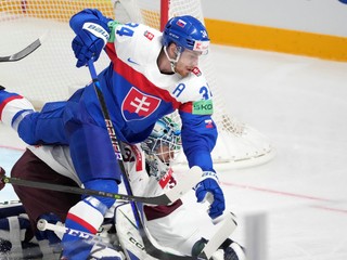 Peter Cehlárik v zápase Slovensko - Kanada na MS v hokeji 2023.
