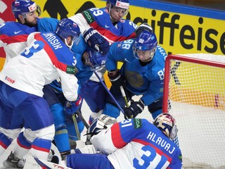 Momentka zo zápasu Slovensko - Kazachstan an MS v hokeji 2023.