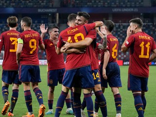 Radosť hráčov Španielska.