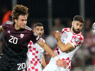 Fotka zo zápasu Chorvátsko - Lotyšsko.