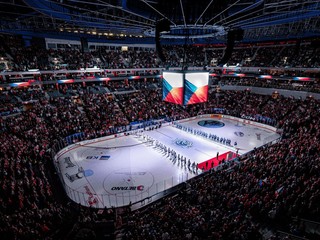 Momentka zo zápasu Česko - Fínsko v pražskej O2 Aréne na turnaji Švajčiarske hokejové hry 2023.