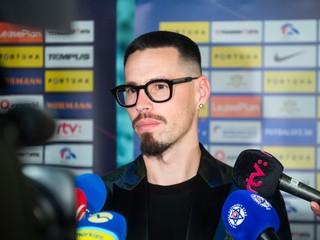 Marek Hamšík počas vyhlásenia ankety Jedenástka 30-ročia reprezentácie.