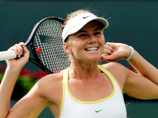 Daniela Hantuchová sa teší po triumfe vo finále turnaja Indian Wells 2007.