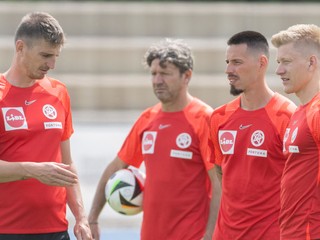 Pavol Farkaš (vľavo) počas reprezentačného zrazu.