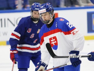Tobias Pitka v semifinálovom zápasom Slovensko - USA na MS v hokeji hráčov do 18 rokov.
