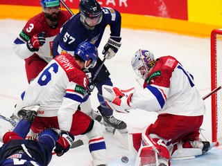 Fotka zo zápasu Česko - Fínsko na MS v hokeji 2024.