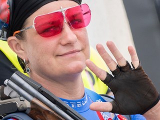 Slovenská reprezentantka v športovej streľbe Zuzana Rehák Štefečeková počas OH 2024.