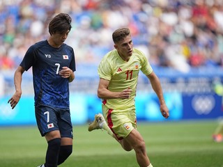 Španielsky futbalista Fermín López strelil gól Japonsku vo štvrťfinále OH v Paríži 2024.