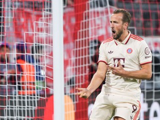 Harry Kane sa v drese Bayernu Mníchov teší po strelenom góle.