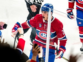 Juraj Slafkovský v zápase Montreal Canadiens - Toronto Maple Leafs.