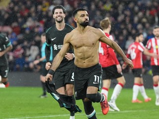 Mohamed Salah sa teší po strelenom góle v zápase Southampton FC - Liverpool FC v 12. kole Premier League.