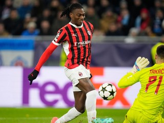 Rafael Leao v zápase proti ŠK Slovan Bratislava v Lige majstrov.