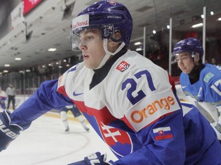 Róbert Fedor v zápase Slovensko - Kazachstan na MS U20 2025