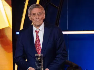 Na snímke Dušan Radolský počas odovzdávania ocenení na galavečeri Futbalista roka 2024.