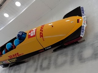 Nemecký štvorbob v zložení Francesco Friedrich, Matthias Sommer, Alexander Schuller and Felix Straub počas MS v boboch 2025.