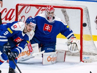 Na snímke zľava Rayen Petrovický a brankár Patrik Rybár (obaja Slovensko) v odvetnom prípravnom zápase Česko - Slovensko.